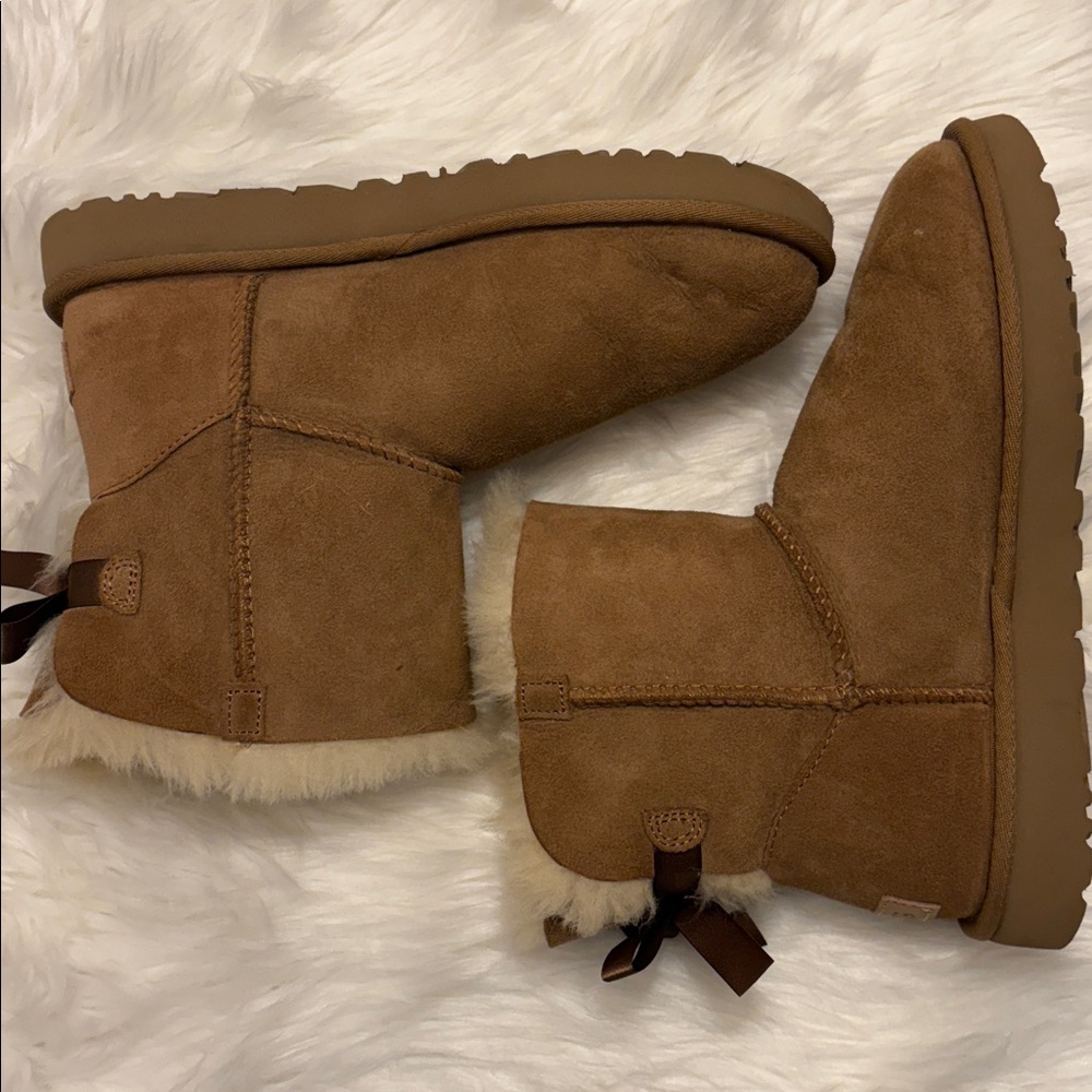 UGG Tan Ankle Boots Bows